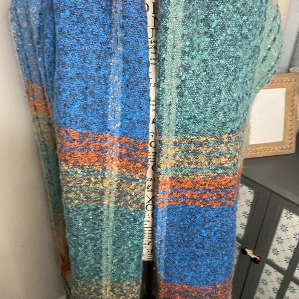 746 ruggine Colorful Plaid Knit blanket Scarf fringe rainbow plush